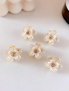 6/10pcs/Set Sweet Cute Champagne Color Floral Hair Clips Set Fashion Personalized Women Hair Accessories Gift - Multicolor - View 2