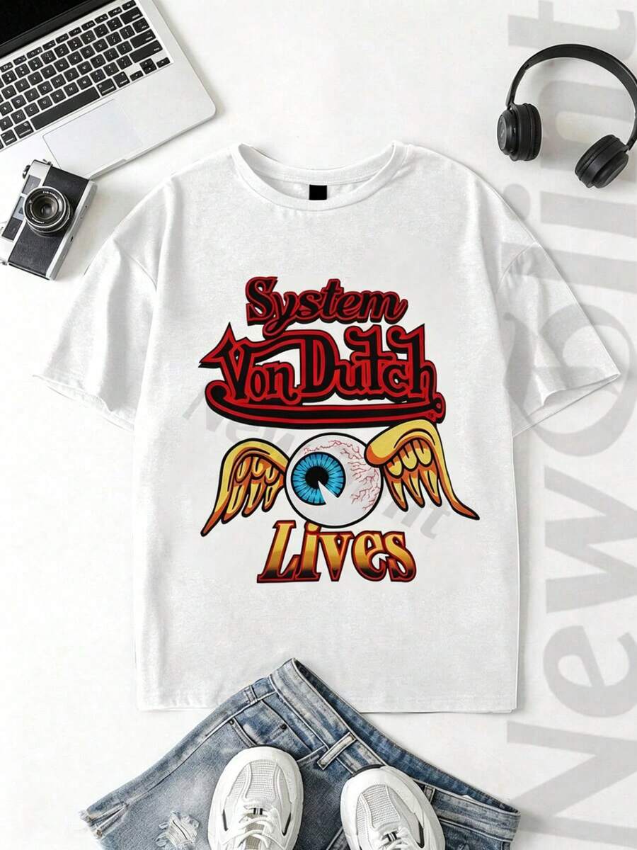 Funny T-Shirt, Printed T-Shirts, Women's Cotton T-Shirts, Limited-Time Offer, Oversized T-Shirts, Women's Casual Pure Cotton T-Shirt, Simple And Attractive Pattern Print, Short-Sleeved Crew Neck T-Shirt, Fun Summer Street Style, Surprise Gift For Family And Friends. TPOJ - 白色 - 查看 1