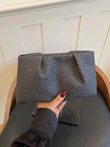 極簡休閒韓系女款信封手拿包 - 黑色 - 查看 9