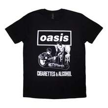Moda T-shirt Oasis Cigarettes & Alcohol pour hommes. Vêtements unisexes de ton neutre, simple, essentiel pour un usage quotidien. Coupe ample et oversize, peau amicale, confortable, style décontracté de rue, pour le shopping, les voyages et les fêtes - noir - Voir 8