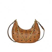 Mcm Aren Logo Embroidered Women's Shoulder Bag MWHFATA02CO001 - Cognac Color MWHFATA02CO001 - View 1