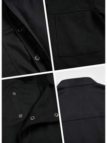 New Unisex High-End Chef Shacket, Summer Short Sleeve Woven Fabric Workwear, Hotel Catering, Restaurant, Western Restaurant, Chinese Restaurant, Back Kitchen, Bakery, Coffee Shop, Beverage Shop - Black - View 6