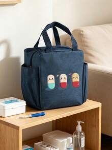 Kit de emergencia médica a prueba de humedad y polvo con patrones de píldoras de colores, organizador de medicamentos de repuesto, bolsa de almacenamiento con compartimentos múltiples, bolsa de maquillaje portátil para personal médico y trabajadores de oficina, bolsa de aseo y acicalamiento multifuncional para viajes de negocios, viajes diarios, uso doméstico, bolsa de primeros auxilios, estuche de pastillas, soporte de medicamentos, contenedor de cosméticos, bolsa de suministros de atención médica, artículo esencial para dormitorio y oficina, regalo de graduación - Multicolor - Ver 16