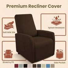 4pcs Waterproof Small Slouchy Sofa Cover, Elastic Slouchy Sofa Slipcover With Storage Pockets, Suitable For Slouchy Chair, Armchair, 1-Seater Recliner, Waterproof Elastic Armchair Protector Cover For Slouchy Chair, TV Chair Conversion - Multicolor - View 16