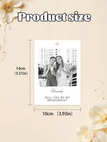 1/2 pezzi Carte di proposta da damigella personalizzate con foto e testo, modello di carta di proposta da damigella in stile minimalista con fiocco, carta "Vuoi essere la mia damigella?", accessori per capelli da donna, serie primaverile, stile carino e affascinante - Multicolore - Visualizzare 6