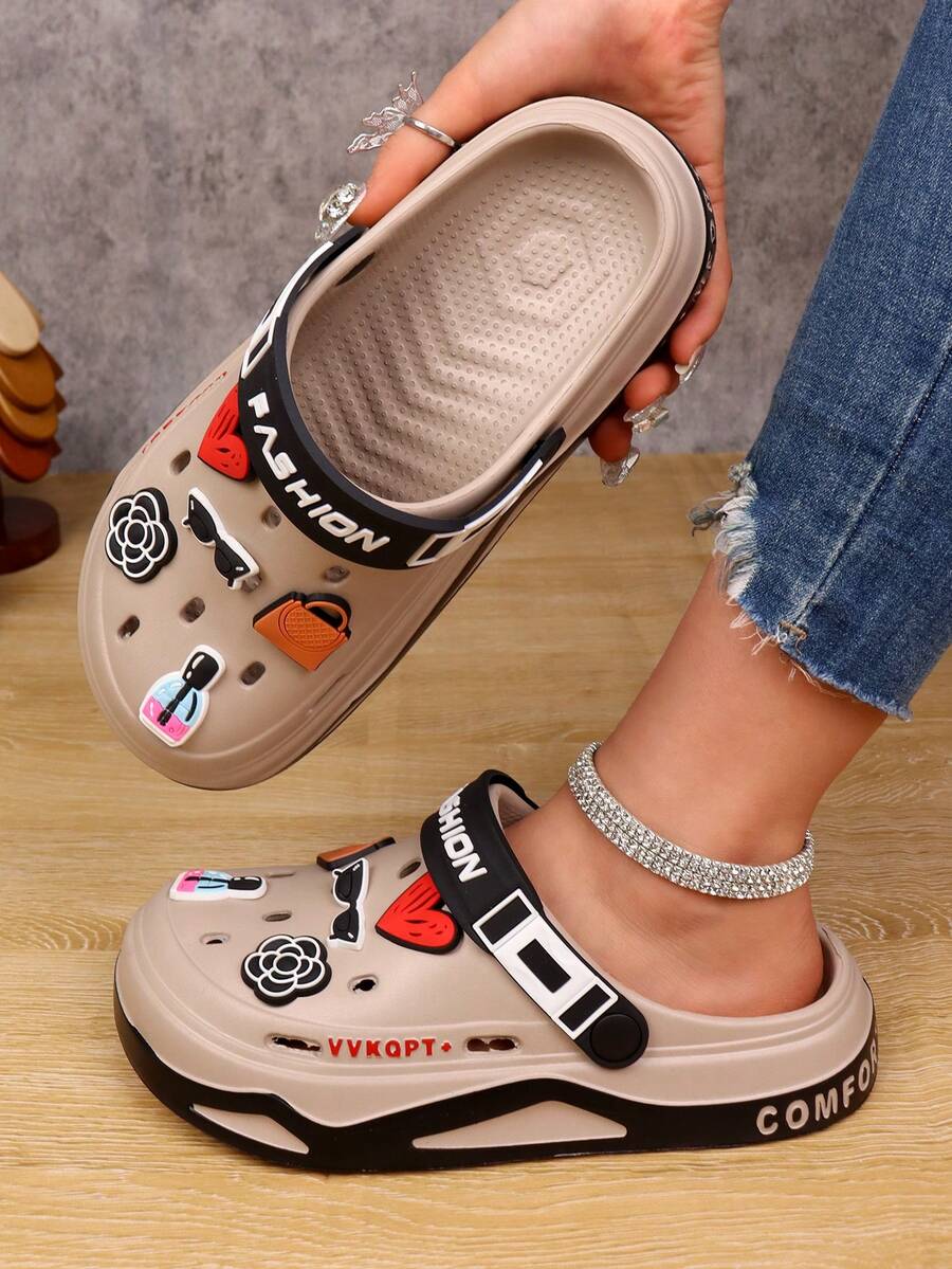Spring/Summer Unisex Soft Bottom Fashion Mule Slippers, Suitable For Indoor, Bathroom, Home, Outdoor, Beach, Large Size Breathable Sandals - Khaki - View 1