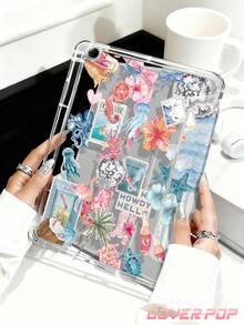2026 貝殼、迪斯可球與蓮花圖案平板保護殼，相容於 Ipad Air 8 (M4) 2026 (11 吋)/2026 (13 吋)、9.7/10.2/10.5/10.9/12.9/Pro 11/A16、第 10 代、Galaxy Tab S6 Lite 10.4 吋、Kindle Paperwhite 第 12 代 2024、Kindle (第 11 代-2024 年發布)，防震軟保護、智慧睡眠/喚醒、Y 型摺疊支架多角度視角，適合作為可愛禮物用於返校、夏季海洋、情人節、假期 - 彩色 - 查看 5