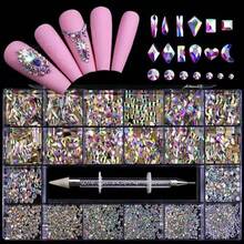 1 Caja de Strass para Uñas Color Champán, Formas Variadas para DIY, Decoraciones de Arte de Uñas 3D, Adecuado para Uso Diario y Salones de Uñas, Encantos para Uñas - Champán - Ver 4