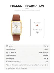 Coach Reloj de cuarzo para mujer ELLIOT con elegante esfera cuadrada, resistente al agua, movimiento de cuarzo, de inspiración vintage con precisión moderna. - Marrón - Ver 10
