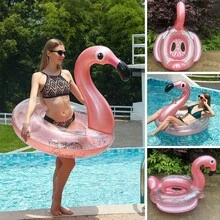 Glitter Pink Flamingo Pool Float, Large And Medium Inflatable Swim Ring, Sequin Filled Water Float, Suitable For Pool, Beach And Lake, Durable PVC Material, Perfect For Summer Party, Vacation And Outdoor Leisure - Multicolor - View 4