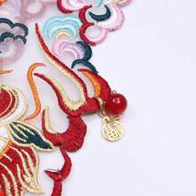 1pc Embroidered Drool Bib, Red Lion Dance, Auspicious Meaning, Lion Dance Pendant Tassel Shoulder Decoration, Pet Drool Bib, Bib, Suitable For Dogs And Cats - Red - View 8