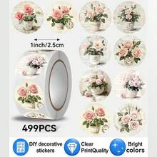 JOERBABU the little kangaroo Bobbie 499 Pcs/Roll Pink Rose Scripture Pattern Stickers, 10 Assorted Styles, Christmas Gift Wrapping Labels, Scrapbook Stickers, Planner Gift Wrapping, Paper Craft Decoration, Party Gifts, Gift Box Decoration And Reward Stickers - Multicolor - View 8