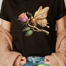 Printed T-Shirt For Men And Women - Black - View 1