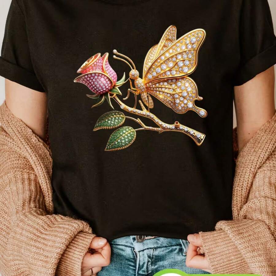 Printed T-Shirt For Men And Women - Black - View 1