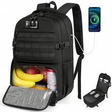 NEWHEY 17.3 Inch Men's Waterproof Durable Work Backpack With USB Charging Port, Insulated Lunch Bag, Suitable For Travel, School, Business, With MOLLE Design - Multicolor - View 9