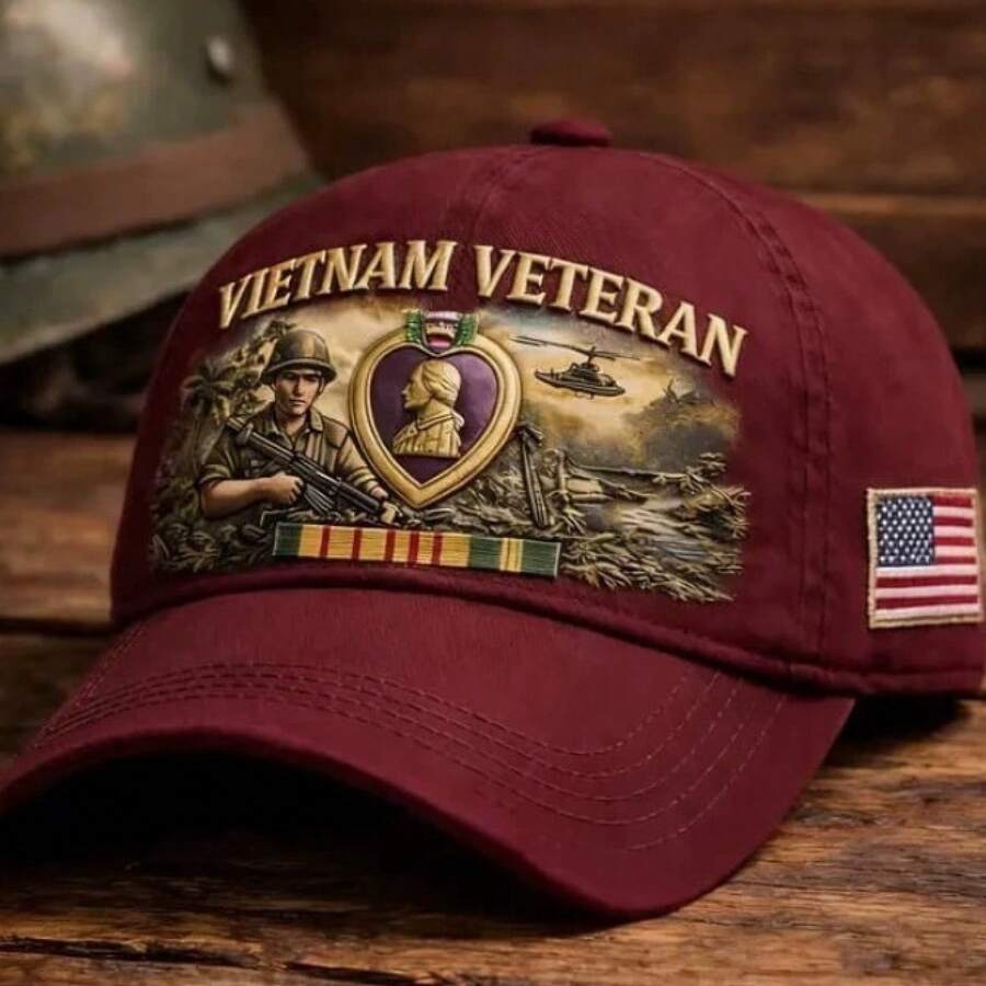 Cross-Border Popular Washed Cotton Hat For Men, Vintage Dad Hat, Retro Foreign Trade  Baseball Cap, Soft-Top Sun Protection Hat - Wheat Ears and Eagle Red - View 1