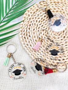 1/3/5pcs Personalized Acrylic Graduation Keychain, Custom Name, Text & Class Year Key Ring, 2D Flat Acrylic Pendant, Graduation Keepsake Gift For Him & Her, Senior 2026 Party Favor, Backpack Charm, Memorial Souvenir, Custom Graduation Gift - Normal - View 6