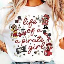 Retro Minnie Mouse Life Of A Pirate Girl Shirt, Disney Pirates Life Yo Ho Yo Ho Shirt, Disney Pirates Of Caribbean Tee, Family Cruise Trip Disney Oversized T-Shirt - trắng - Xem 1