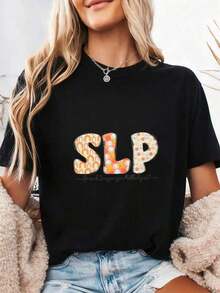 Speech-Language Pathologist (SLP) T-Shirt, Gifts For SLP, Sign Language T-Shirt, Speech-Language Pathologist T-Shirt, Gift For Speech-Language Pathologist, Language Pathology, Pure Cotton SLP T-Shirt - 黑色4 - 查看 7