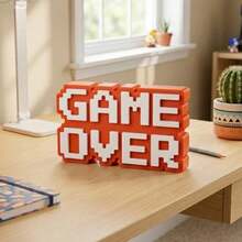 Retro Pixel "GAME OVER" Desktop Decor Sign, Suitable Gift For Gamers, 8-Bit Gaming Room Desktop Decoration, Size 4.7 X 2.7 Inches, No Power Required - GAME OVER - View 3