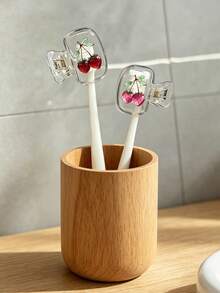 Strawberry Pattern Toothbrush Holder, Fun Fruit Theme, Cute Design, Adorable Toothbrush Holder Travel Container, Travel And Home Storage Organizer With Transparent Lid, Compact Portable Design For Easy Carrying, Protects Toothbrush Head, Dual Drainage And Ventilation Function, Suitable For Home, Dorm And Travel Use|Cute Toothbrush Head Storage Organizer, Perfect For Bathroom Storage, Suitable For Home And Dorm Use, Fun Design Toothpaste And Toothbrush Combination, Perfect For Carrying Around, Easy To Carry - Multicolor - View 7