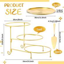 Three Tier Metal Pizza Rack Stand Set With Stainless Steel Serving Pans And Wood Handle Peels Tabletop Pizza Pan Riser Display Stand For Restaurant Party Kitchen Black 7 Piece Set - Gold - View 9
