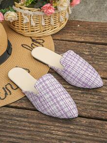 Plus Size EU 35-45 Leopard Print Pointed Toe Slip-On Shoes, Comfortable Casual Loafers For Women, Suitable For Dresses, Available In Black, White, Red, Brown, Multi-Color - Purple White - View 6