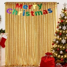 Shiny Sequin Party Backdrop Curtain, Birthday Party Decorations, Birthday Banner, Birthday Backdrop, Birthday Party Supplies, Reusable For Home Decor, Wedding, Baby Shower Decoration, Suitable For Gold & Black Stand: Everyday Use And Party Occasions, Timeless Sparkling Backdrop Cloth - Gold - View 6