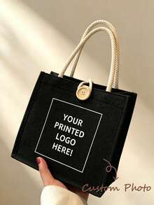 Custom Photo Linen Tote & Cosmetic Bag Set, Large Capacity Portable Shopping Bag. Perfect For Daily Commute, Travel, Beach And Outdoor Use. - Multicolor - View 7