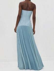 Summer Dresses For Women2026 New Fashion European And American Women Strapless Striped Pleated Dress Casual Summer Sleeveless Mini Dress Party Wear Beach Holiday Outfitdresses For Women - 4 màu xanh lam - Xem 2