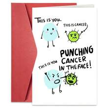 1PC Funny "You Vs Cancer" Support Card, Humorous Illustration, Perfect For Cheer Up & Get Well Soon For Friends Going Through Treatment - Multicolor - View 8