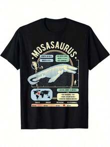 Playeras de hombre  Camiseta de regalo de ciencia y anatomía de Mosasaurus - Hechos sobre dinosaurios Q6RG - Negro - Ver 7