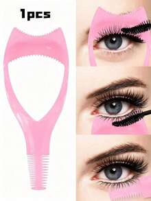 3-In-1 Eyelash Brush, Eyelash Protector Tool, Makeup Auxiliary Device, Reusable Makeup Accessory. Designed For Makeup Beginners, Easily Apply Mascara And Eyeliner For Separated, Clump-Free Natural Lashes. This Mascara Guard Set Combines Eyelash Grooming And Lash Tweezers Functions, Suitable For Women - Pink - View 13