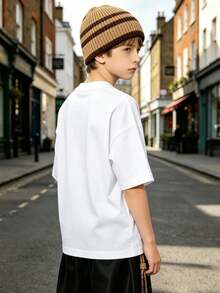 Boys' Soft, Casual Summer Crew Neck Short-Sleeve T-Shirt With Vox  Print. Suitable For Everyday Wear And Friendly Gatherings. White - 白色 - 查看 3