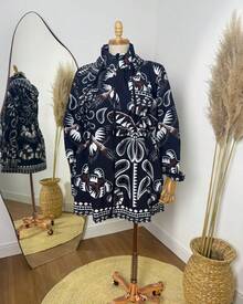 Plus Size Printed Windbreaker Jacket, Plus Size Parka, Nylon Blouse - 13 - View 2