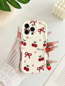 Cherry Blossom Cream Wavy Edged Beige Detachable Bracelet Fashionable Minimalist Thick Anti-Drop Phone Protective Case Compatible With IPhone 17/17 Pro, 15 Pro Max, 16/16 Pro/16 Pro Max, 16 Plus, 15 XR/7/8, 15 Pro Max, 12 Pro Max, 13 Pro Max, 14 Pro Max, 13/14/11/12P/14, Phones - Multicolor - View 1
