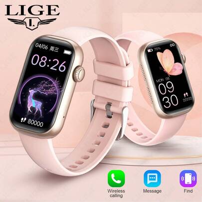  LIGE Modische Smartwatch für Frauen, Silikonarmband, über 100 Sportmodi, 1,47" Display, Wetter-Benachrichtigung, anpassbares Zifferblatt, Aktivitätsverfolgung