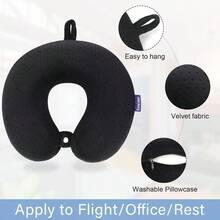 Black Travel Neck Pillow Foam Airplane Pillow Neck And Support Soft Portable U Shape Neck Pillow Plane, Car Home Office Use - 黑色 - 查看 2