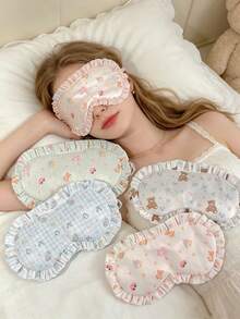 Cute Floral Eye Mask,Soft Light-Blocking Cute Cartoon Sleep Mask, Floral Print Rabbit Design, Eye Mask Vacation Sleep Eye Mask School,Back To School - Multicolor - View 4