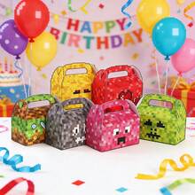 Gift For Her/Him 12pcs Pixel-Style Tote Packaging Box Birthday Party Supplies - Multicolor - View 3