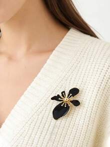 1 Peça Novo Broche de Flor Feminino da Moda, Elegante, Requintado Broche de Flor com Efeito de Óleo Gotejante em Cores Dopamina, Adequado para Roupas do Dia a Dia - Multicolorido - Visão 8