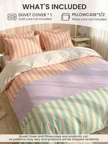 2/3pcs Colorful Striped Duvet Cover Set, Bedding, Comfortable Room Decor, Breathable, Ultra Soft & Anti-Pilling, Duvet Cover & Pillowcase, Duvet Insert Not Included, Suitable For Twin/Full/Queen/King Size Beds, All Seasons, Home Textile, Machine Washable, OEKO-TEX Certified - Multicolor - View 3