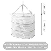 Estante de secado colgante de malla portátil de 1/2/3 niveles, tendedero plegable para ropa, frutas, verduras, hierbas y vegetales. - Albaricoque - Ver 9