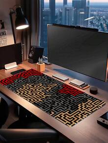 Geometric Maze E-Sports Game Mouse Pad, Suitable For Home Office Work, Computer Keyboard Laptop Expansion Pad, Large Table Pad With Non-Slip Rubber Base Edge Stitching Desktop Decoration - View 3