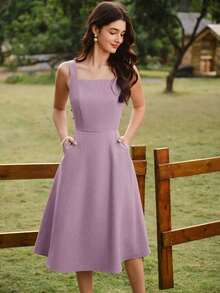 xheVintamour Vestido de mujer elegante y vintage con bolsillos y botones, vestimenta casual para vacaciones de verano, vestidos románticos de verano, vestidos de playa, ropa de los 90, vestidos elegantes de verano, ropa de primavera, vestidos de primavera, vestidos de verano para vacaciones, vestido de playa, vestidos de sol para mujer, vestido azul, vestido de Pascua, ropa de verano para mujer, vestidos para vacacionesxhe - Rosa - Ver 6