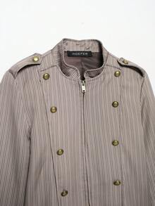 Camellia New Arrival Women's Fashion Minimalist Striped Fitted Blazer, Autumn/Spring Vacation Brown - Brown - View 3