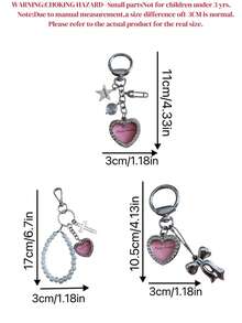 1 pieza Llavero de foto con forma de corazón de cristal de diamante de imitación creativo y romántico, de aleación de zinc, anillo de llave con expresión de amor de pareja, regalo para ella, uso diario - Multicolor - Ver 7