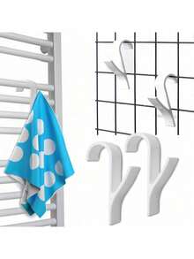 20pcs Plastic Towel Hooks, Suitable For Heated Towel Rack - 20pcs/Set Universal Bathroom Towel Drying Rack Hooks - Multicolor - View 9