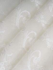 1pc White Peony With Ruffle Edge Curtain Panel, French Chic Romantic Ruffle Edge Curtain Suitable For Bay Window, Living Room, Bedroom, Office, Kitchen, Study - White - View 9