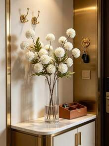 3件組 20英吋秋季蒲公英仿真花，人造球形菊花，柔軟人造雛菊，絲絨球形長莖仿真花，客廳家居裝飾，人造高植栽，廚房、聖誕、秋季、萬聖節家居裝飾 - 彩色 - 查看 5